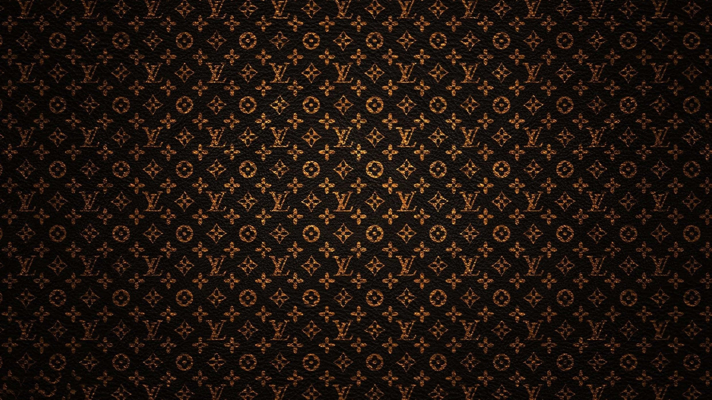 Louis Vuitton Print, gold, black leather texture, Full HD Desktop Wallpaper