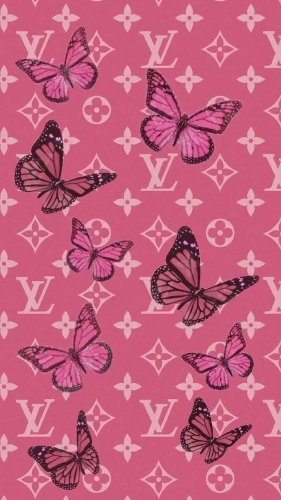 Louis Vuitton, pink, butterflies, HD Phone Wallpaper