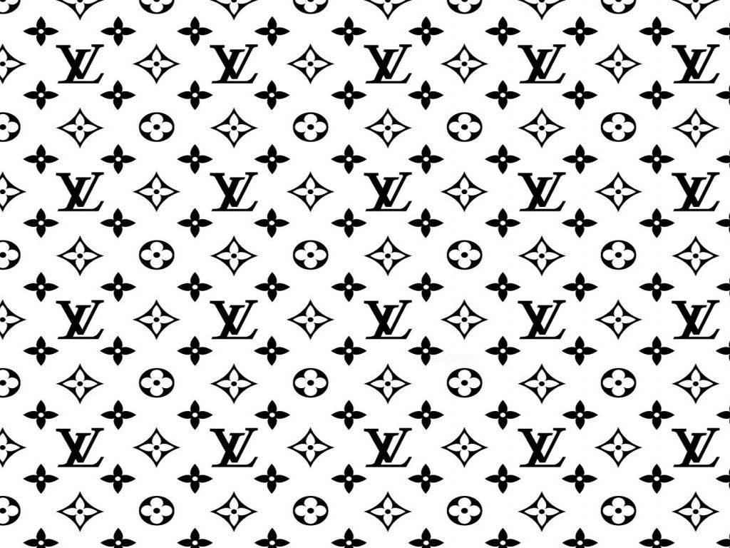 Louis Vuitton, black and white pattern, monogram logos, SD Desktop Wallpaper