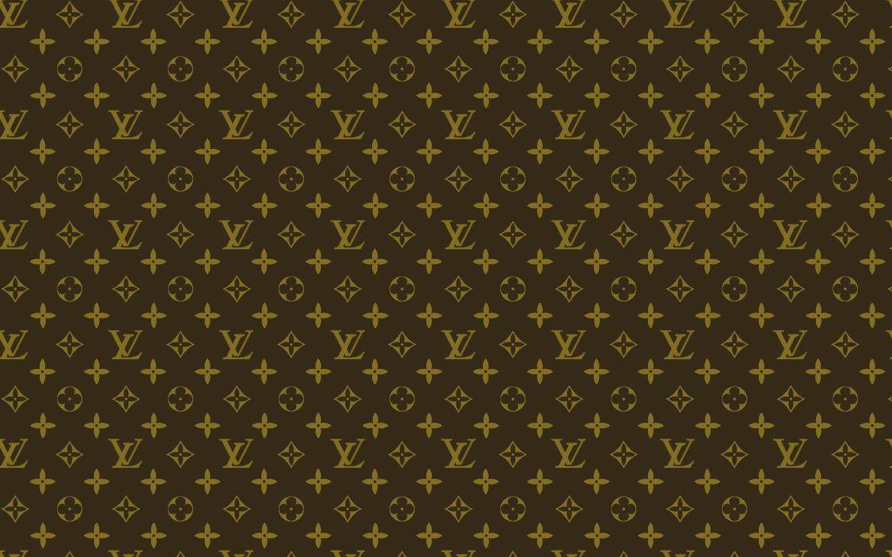 Louis Vuitton, gold monogram, floral motifs, HD Desktop Wallpaper