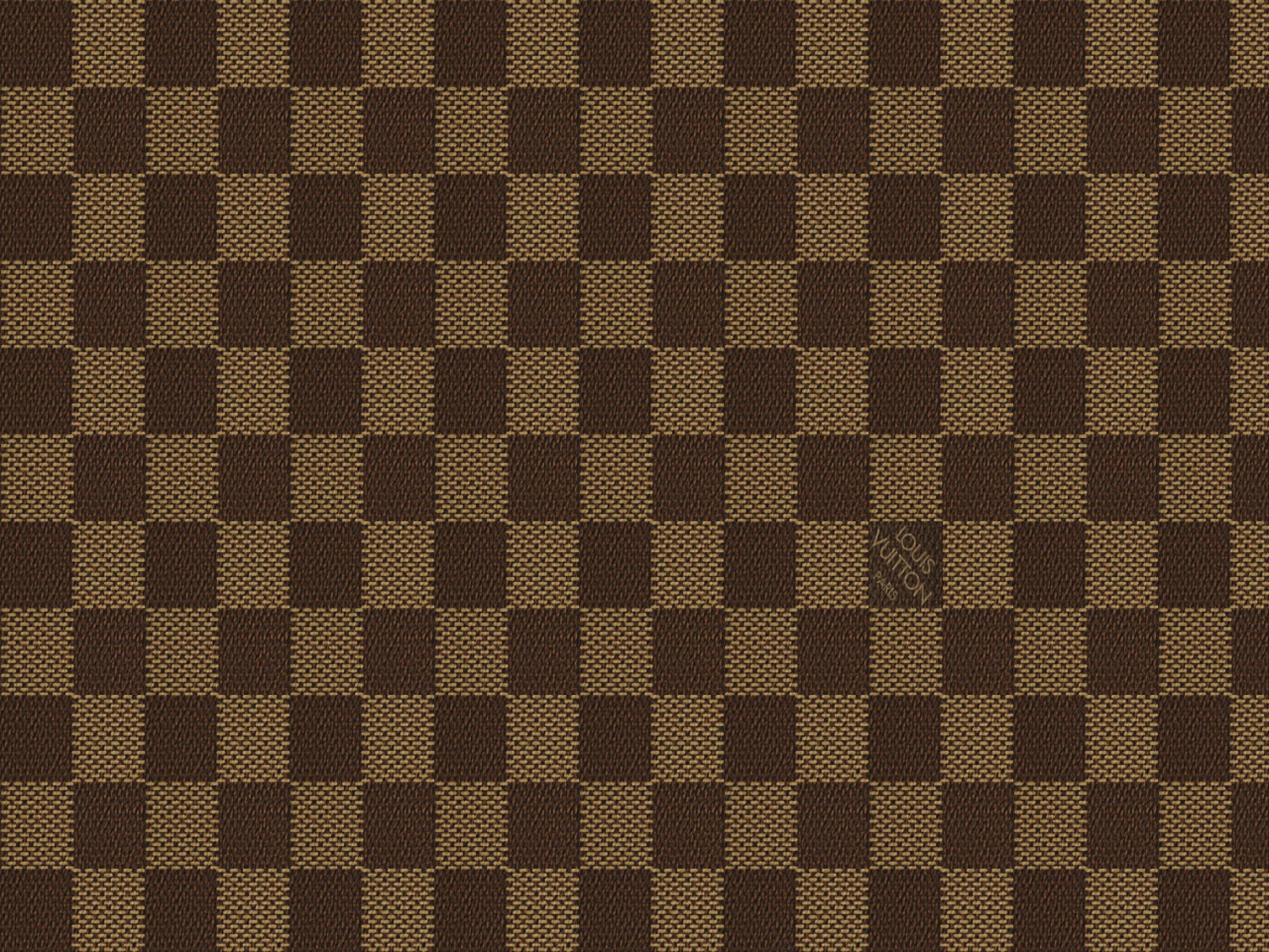 Louis Vuitton, vintage checkered, brown and tan checkerboard patterned fabric, 2K Desktop Wallpaper