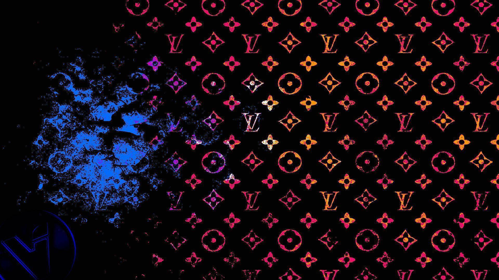 Louis Vuitton, neon colors, black background, Full HD Desktop Wallpaper