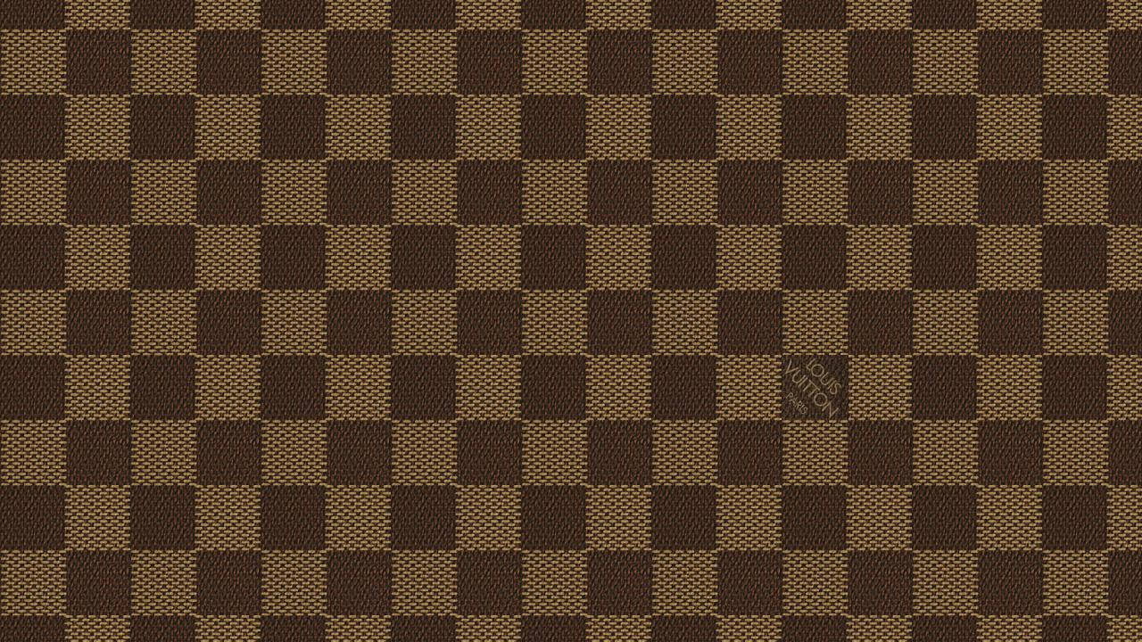 Louis Vuitton, vintage checkered, brown and tan checkerboard pattern, HD Desktop Wallpaper