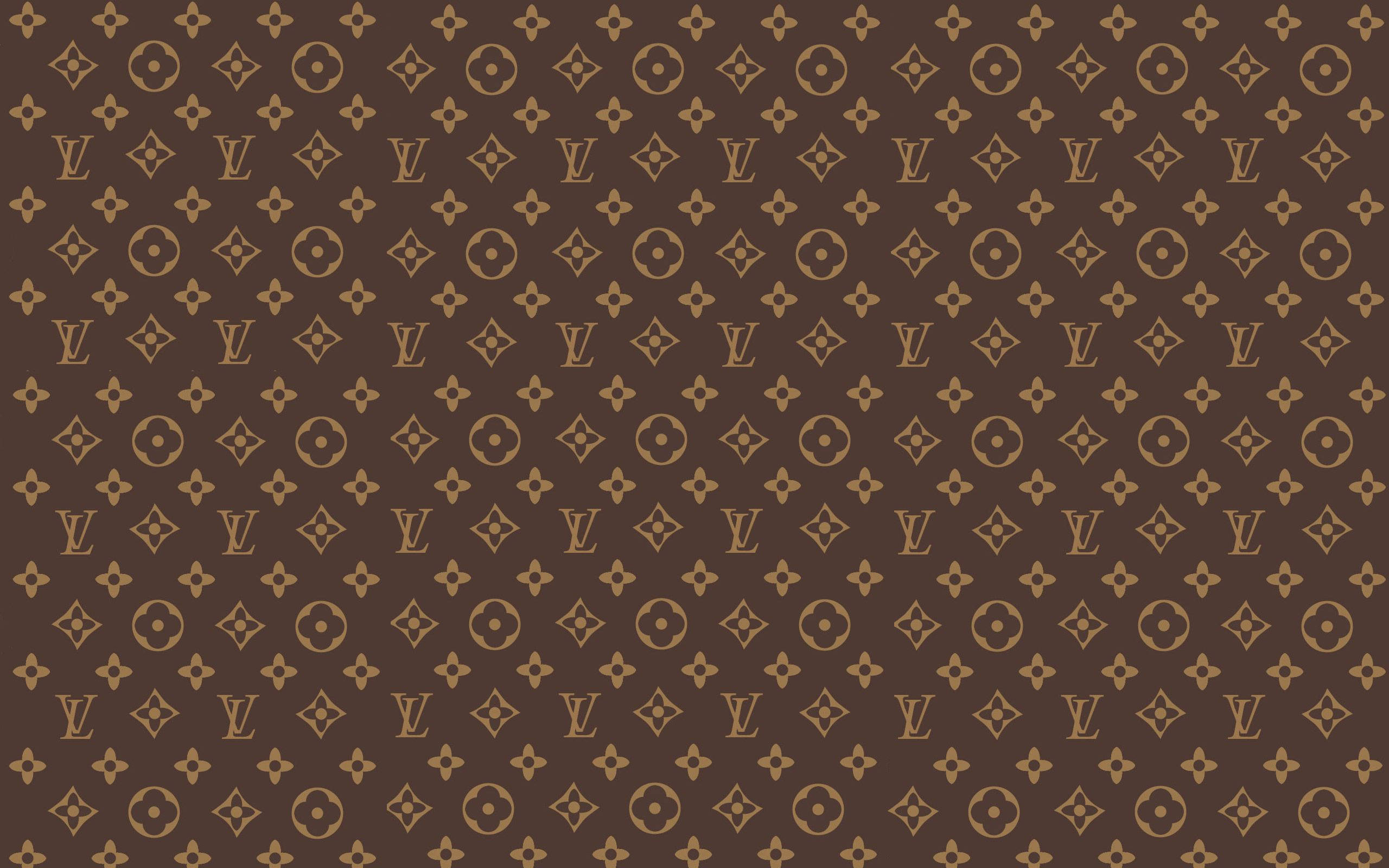 Louis Vuitton, gold LV logos, floral motifs, 2K Desktop Wallpaper