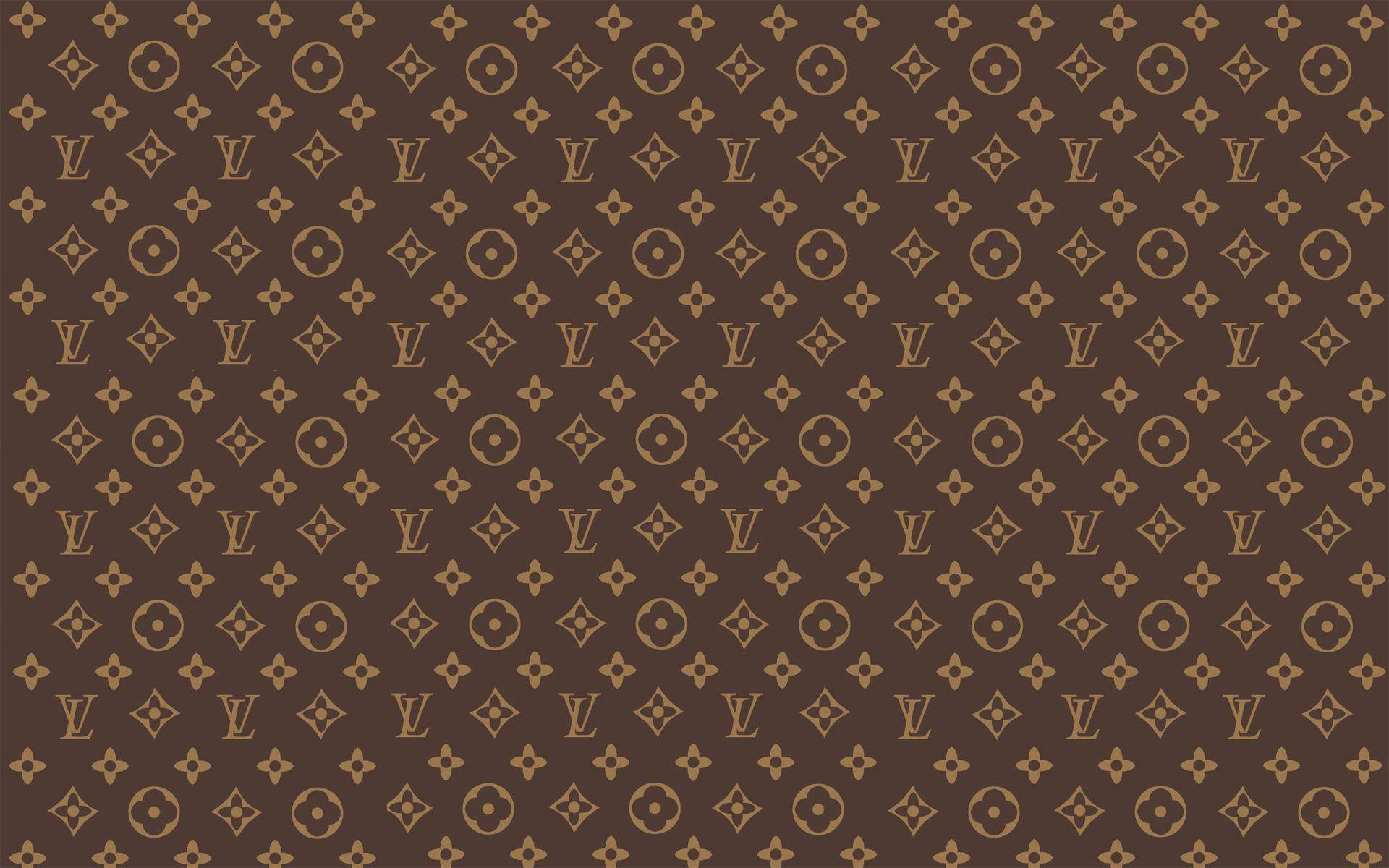 Louis Vuitton, gold LV logos, floral motifs, Full HD Desktop Wallpaper