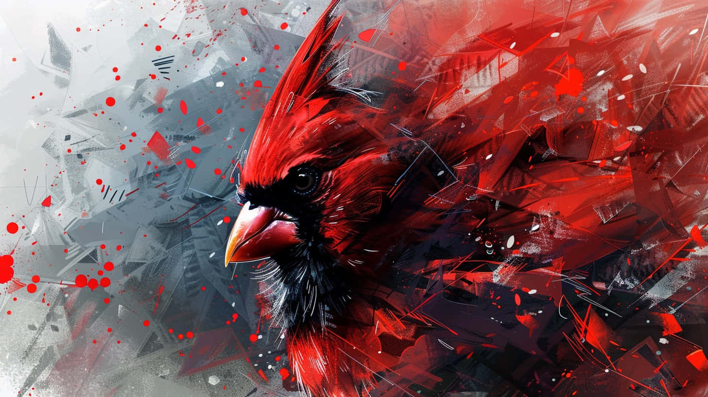 vibrant red cardinal, dynamic brushstrokes, splatters, HD Desktop Wallpaper