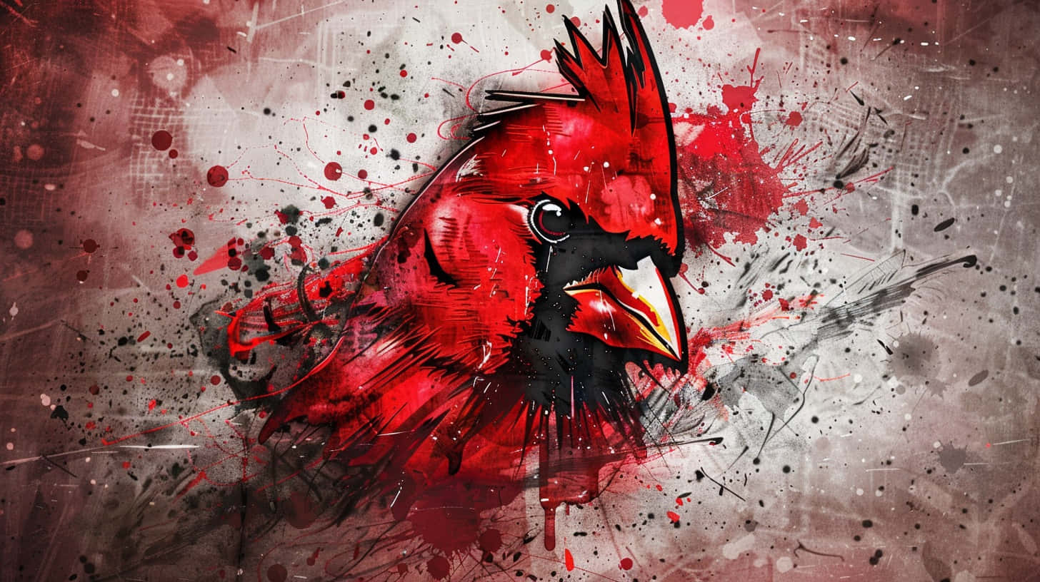 Louisville Cardinals, red cardinal bird, paint splatter art, HD Desktop Wallpaper