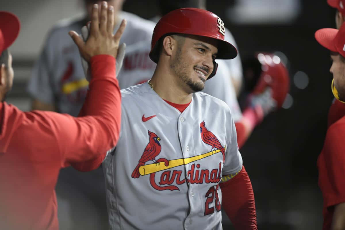 Cardinals player, gray Cardinals jersey, red cardinal logo, SD Desktop Wallpaper