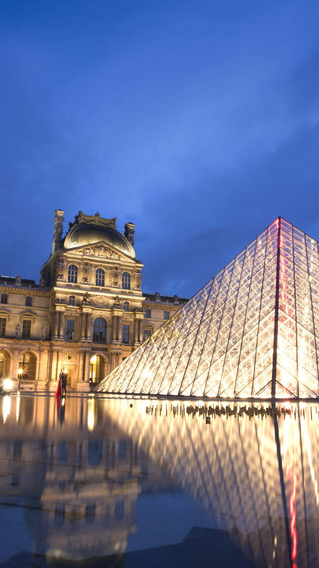 Louvre Museum, pyramid, historic facade, Full HD Phone Wallpaper