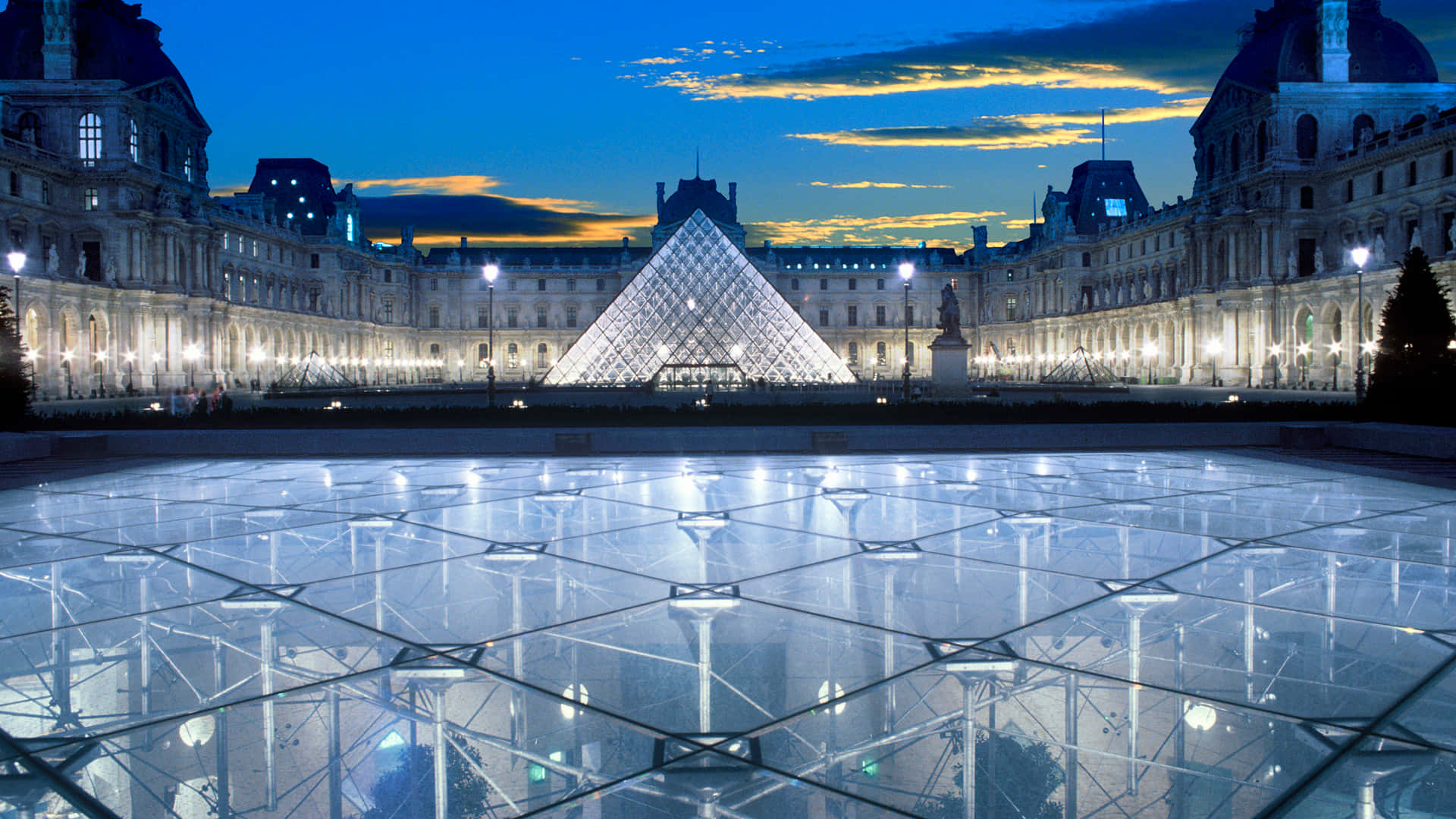 inverted pyramid, Louvre Museum, glass pyramid, Full HD Desktop Wallpaper