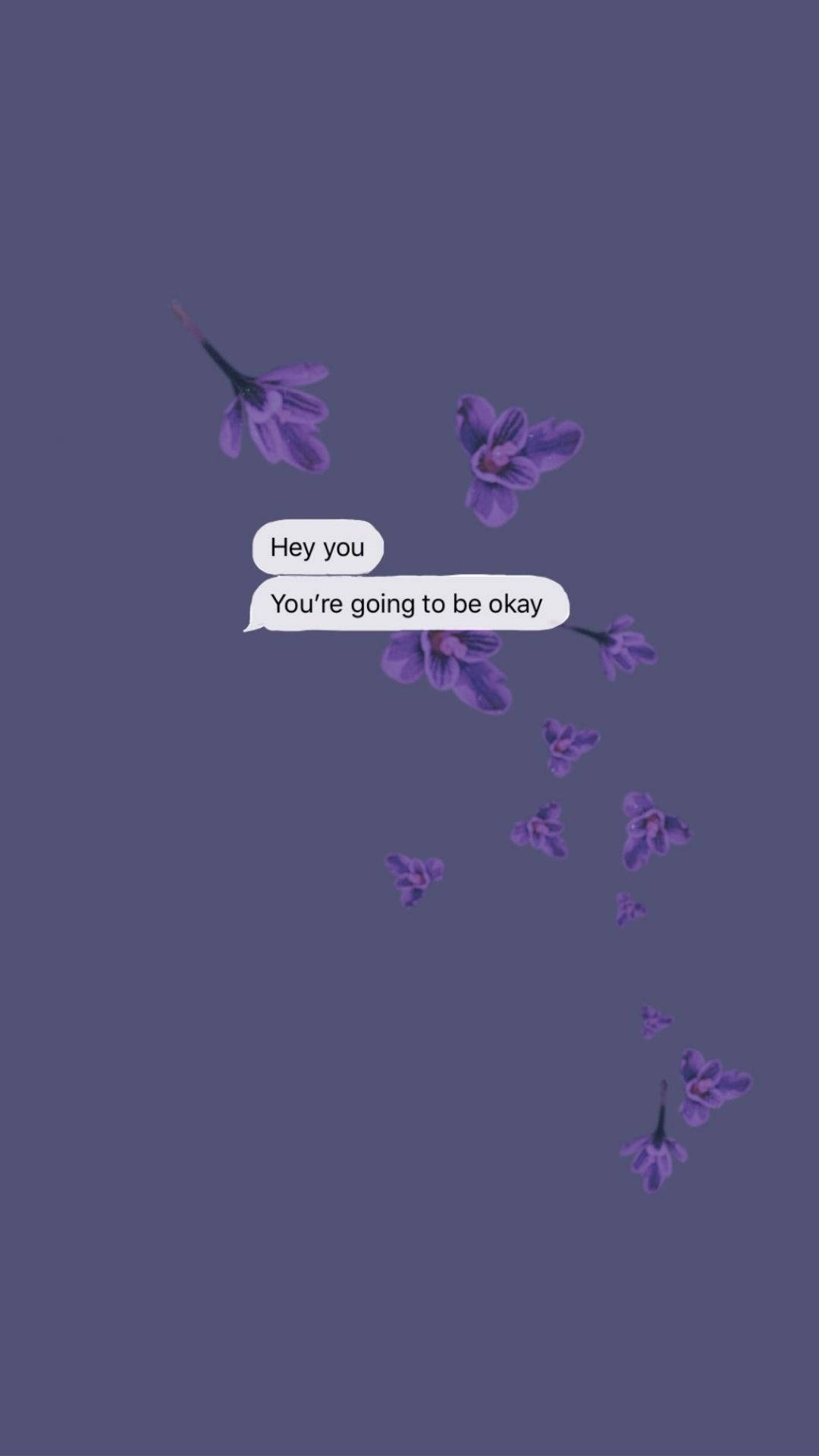 Comforting Love Aesthetic, purple flowers, text bubbles, Full HD Phone Wallpaper