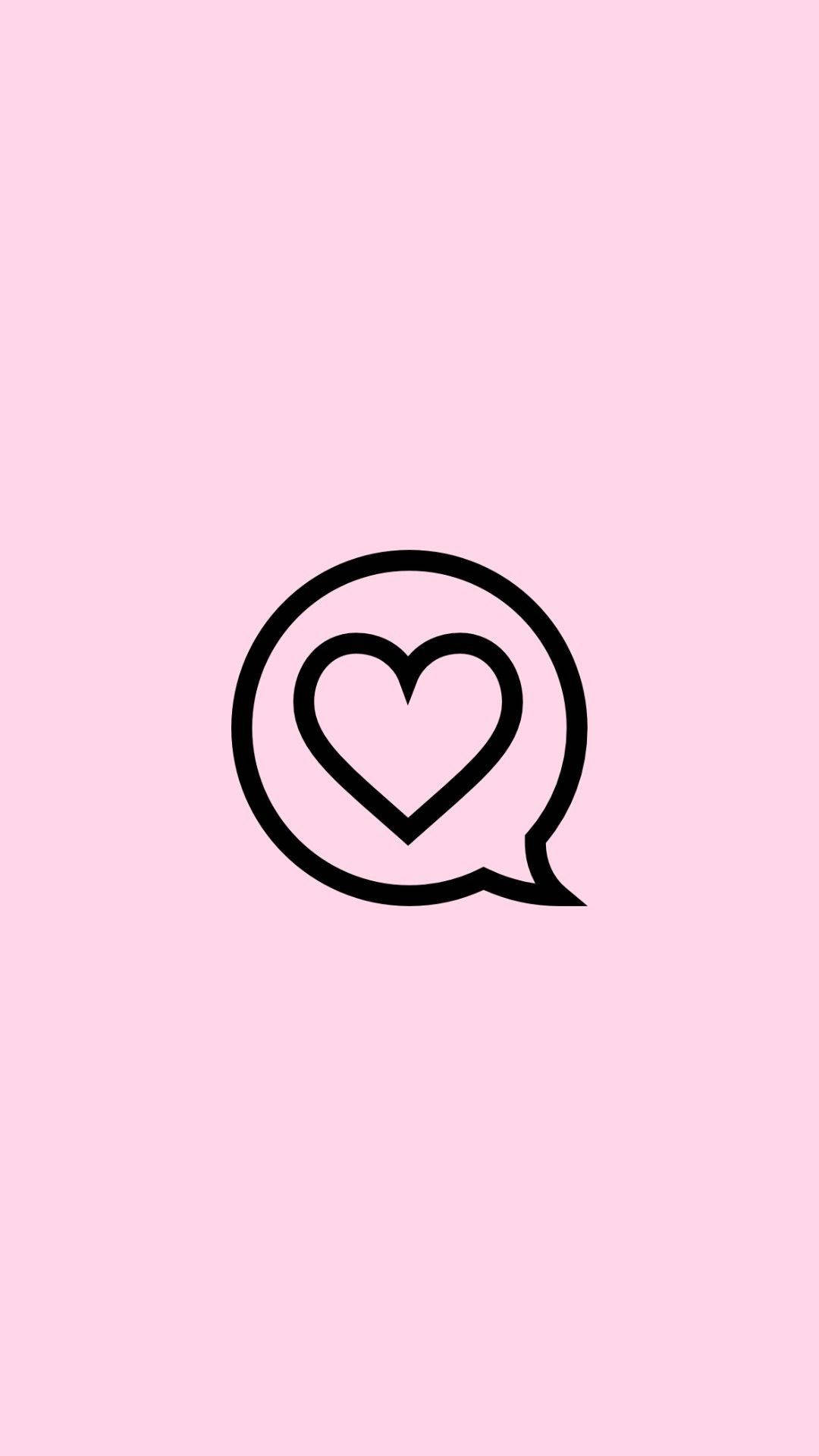 Love Aesthetic, black line art heart, speech bubble, Full HD Phone Wallpaper