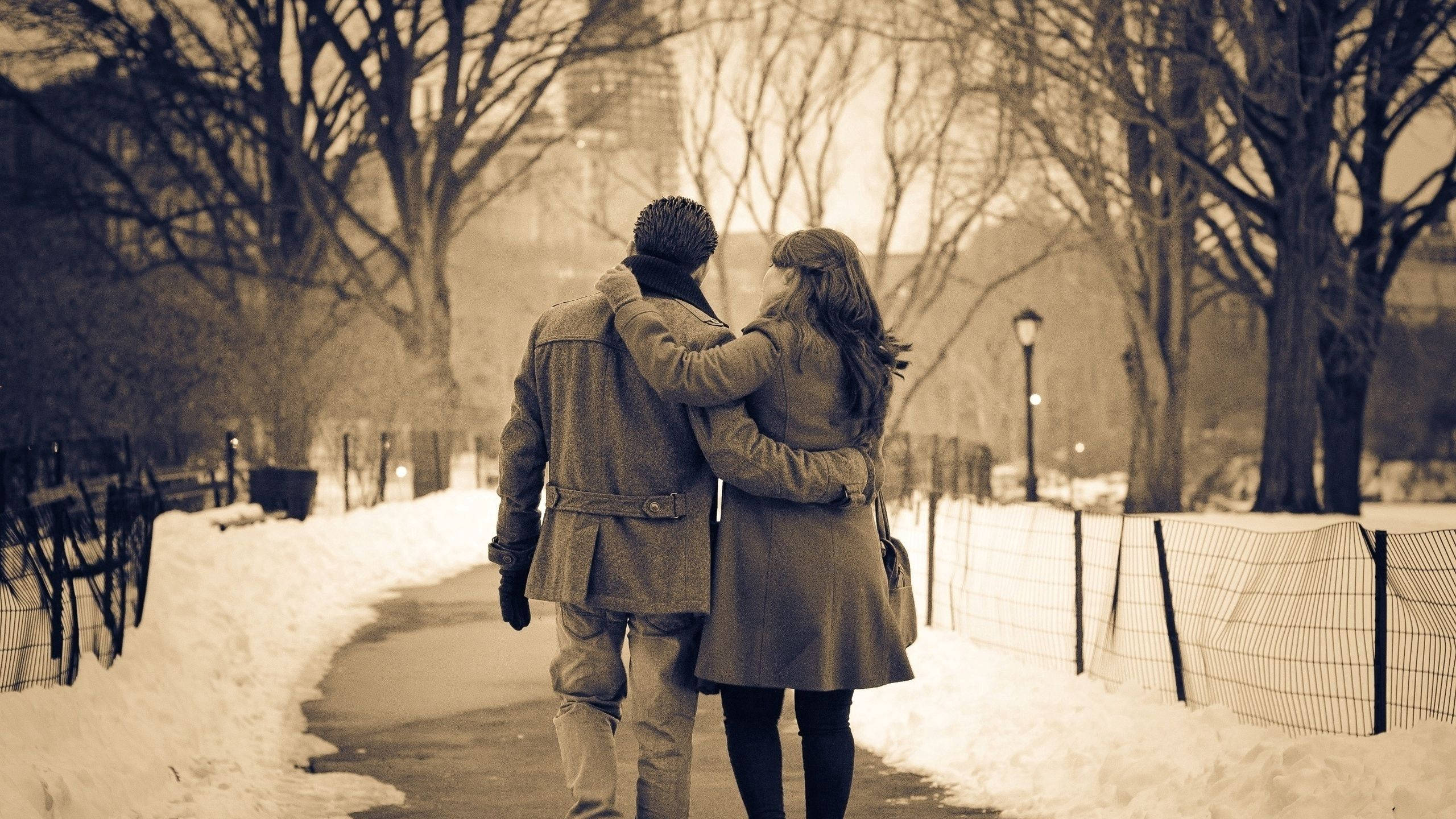 vintage, I Love My Girlfriend, snow, 2K Desktop Wallpaper