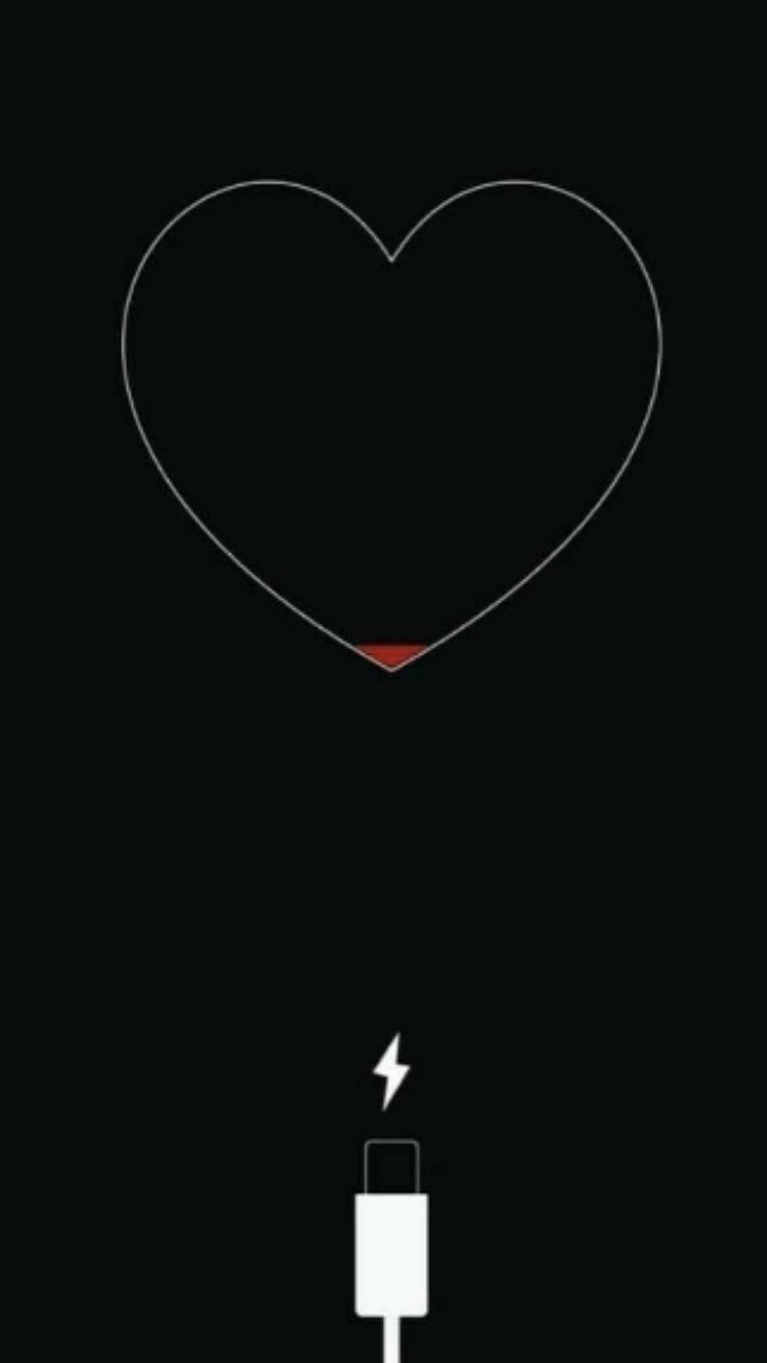 charging love aesthetic, white outline heart, red charging bar, Full HD Phone Wallpaper