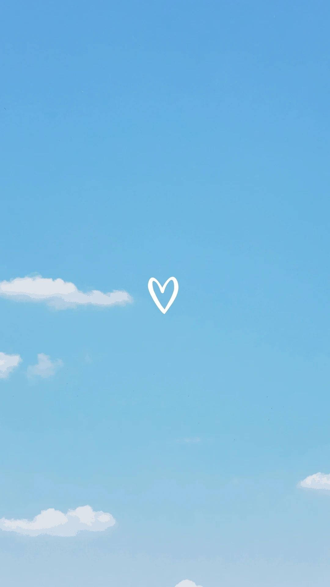 tiny love aesthetic, minimalist white heart outline, serene blue sky, Full HD Phone Wallpaper
