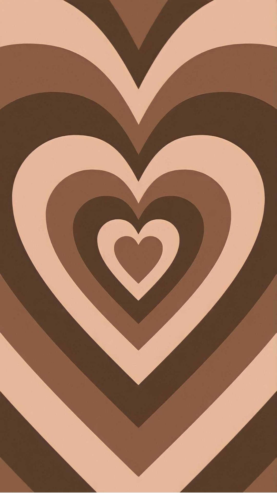 love aesthetic, brown hearts, concentric hearts, Full HD Phone Wallpaper