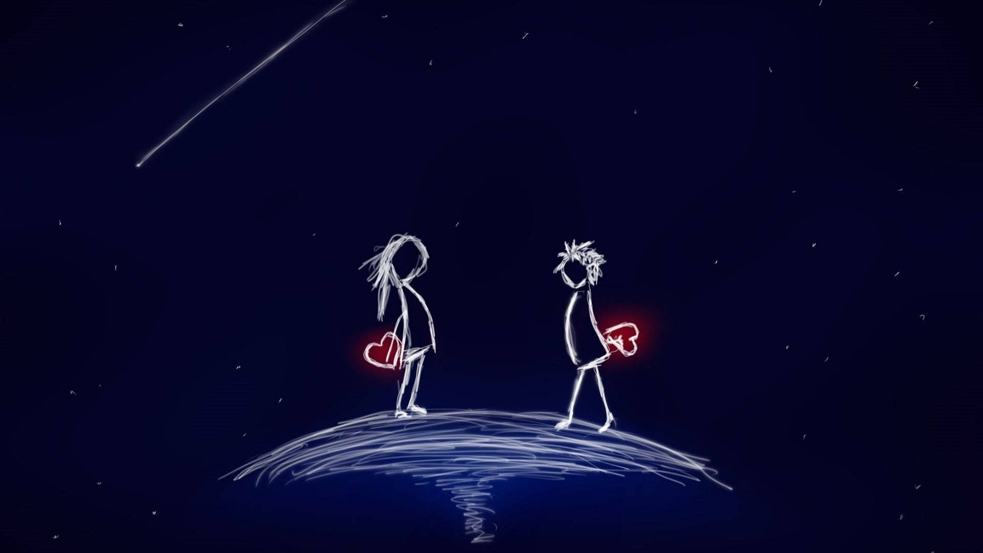Confessing Love Aesthetic, glowing hearts, curved hill, Full HD Desktop Wallpaper