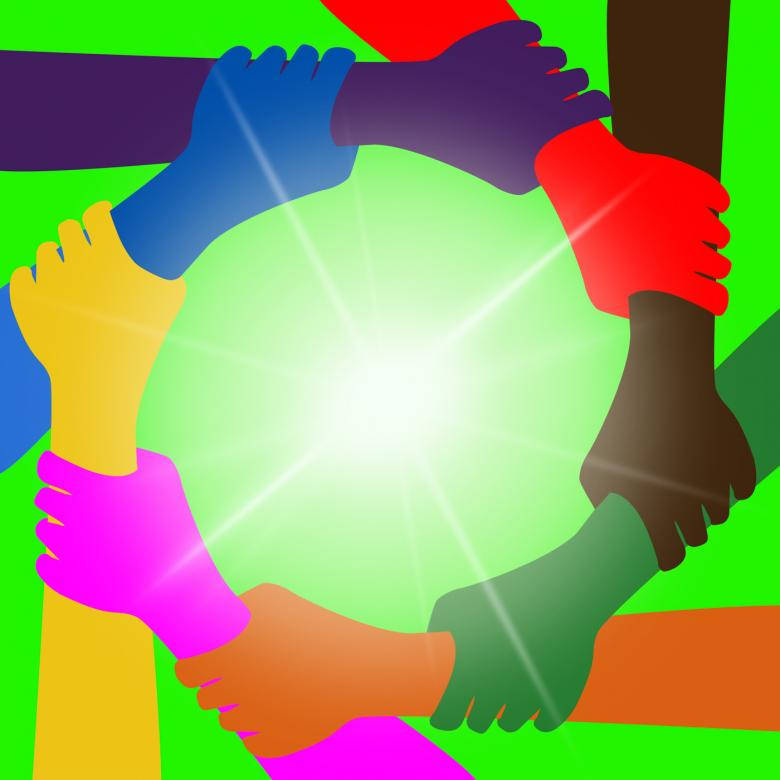 Unity In Love And Friendship, glowing circle, diverse skin tones, SD Desktop Wallpaper