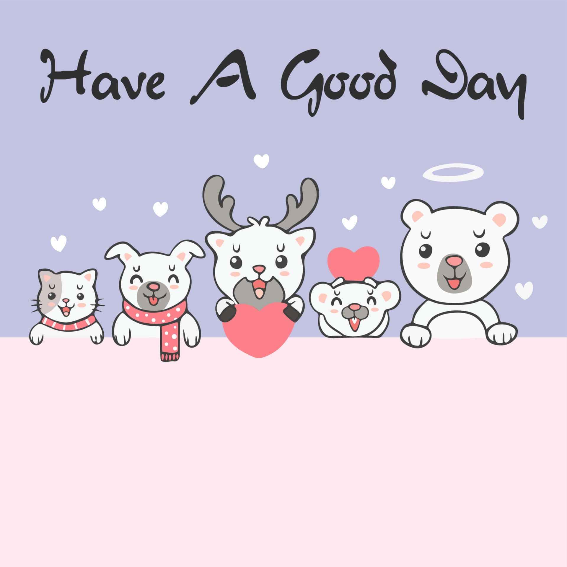 kawaii best friend, Friends forever, five cute cartoon animals, Full HD Desktop Wallpaper