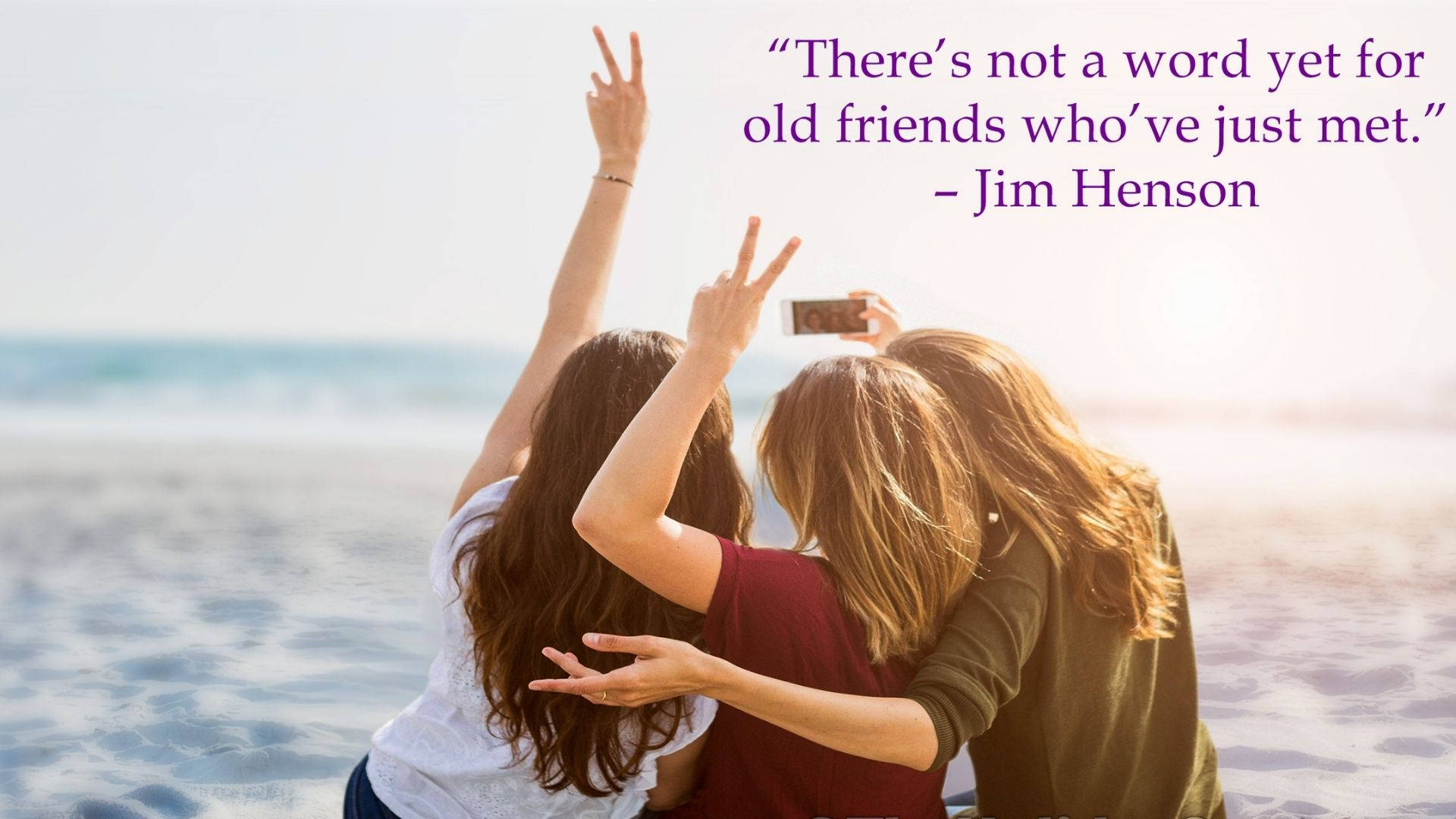 Friendship Day, sunlit beach, ocean horizon, Full HD Desktop Wallpaper