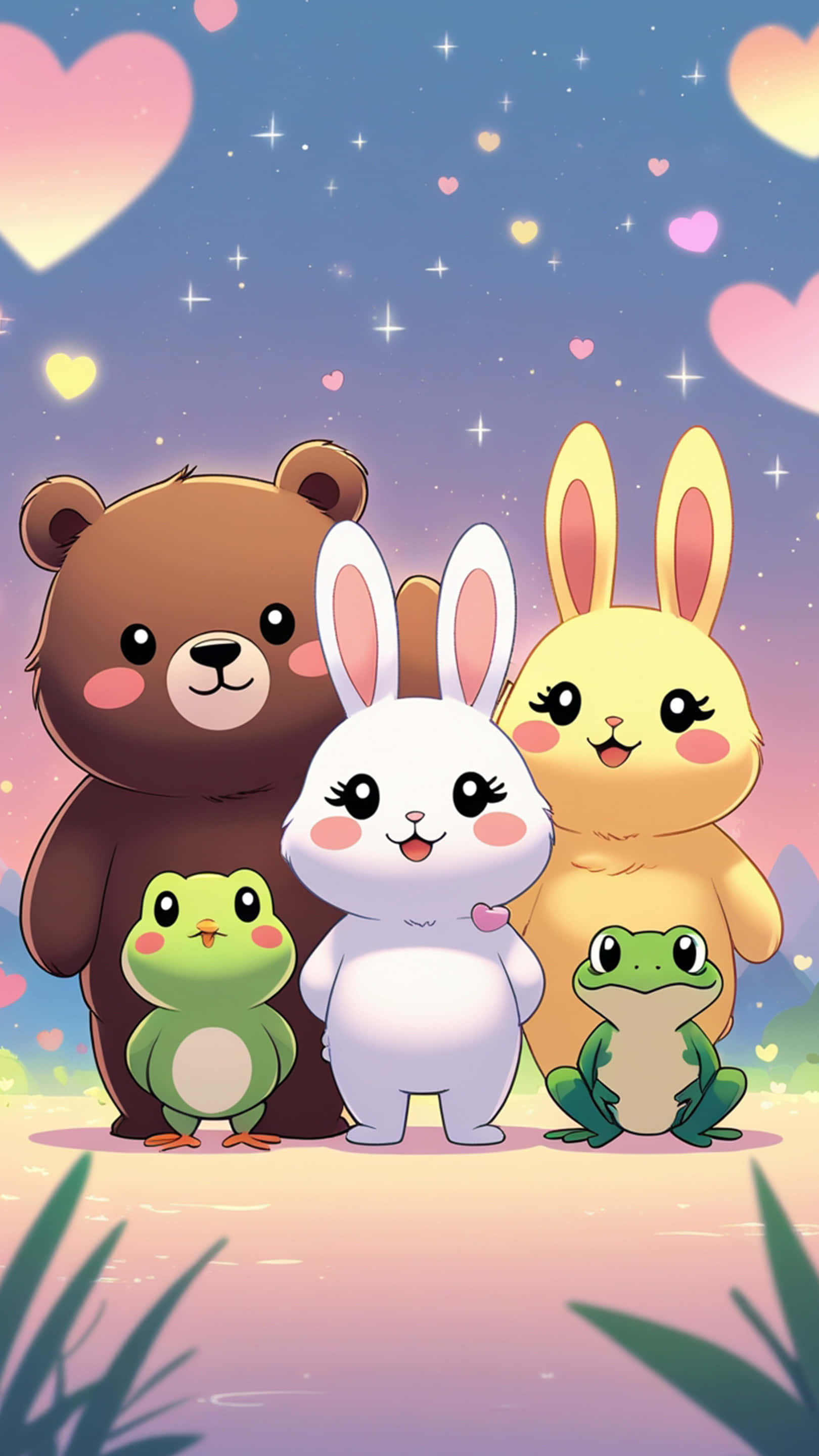 pastel love, gentle smiles, cute valentine scene, 2K Phone Wallpaper