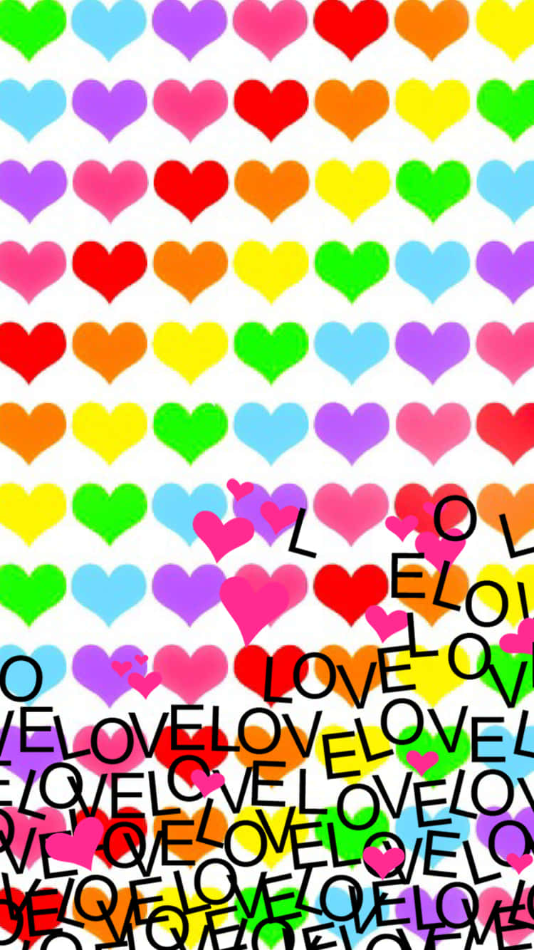 rainbow heart, LOVE, white background, HD Phone Wallpaper