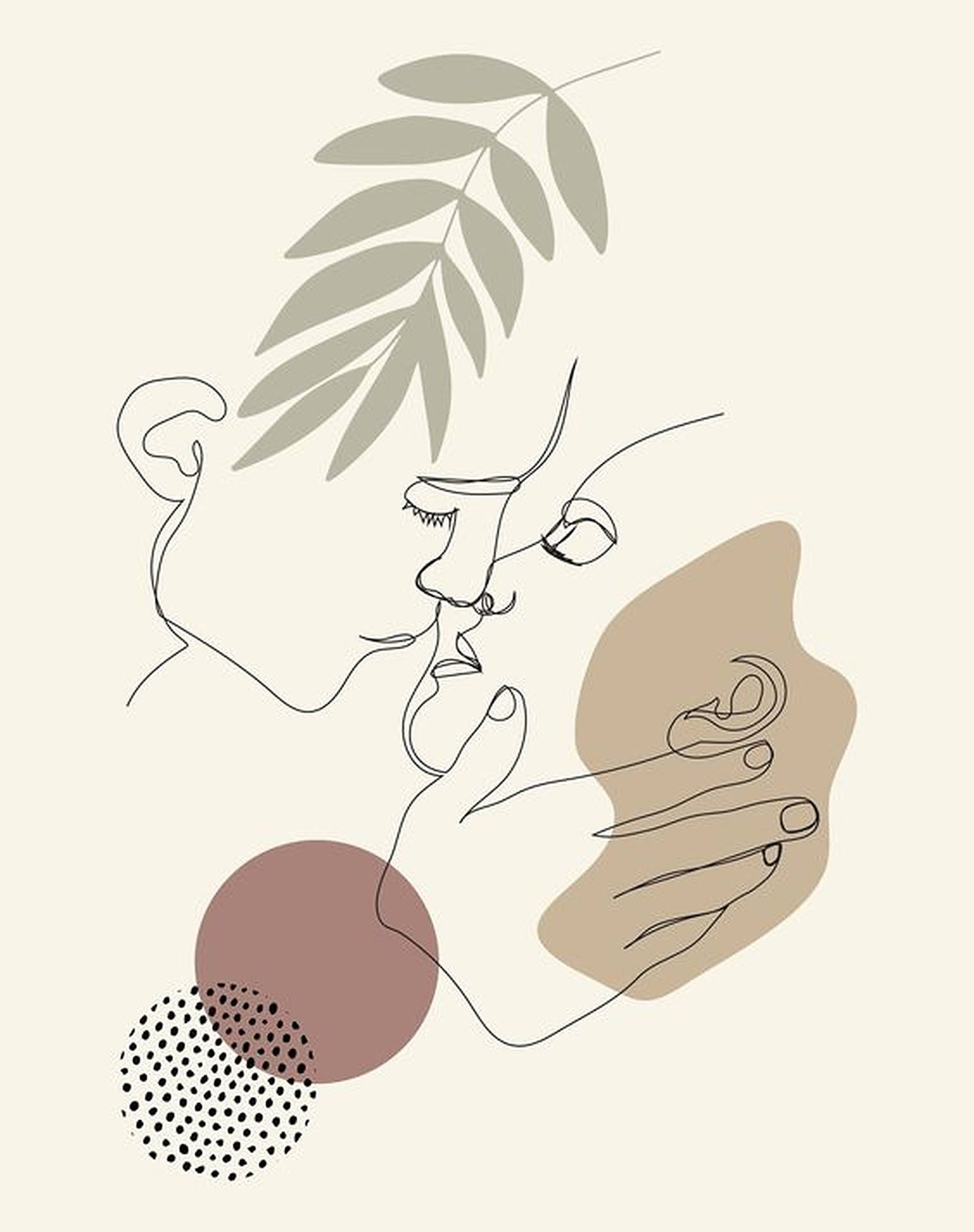 Kiss Of Love, line art, abstract shapes, Full HD Phone Wallpaper
