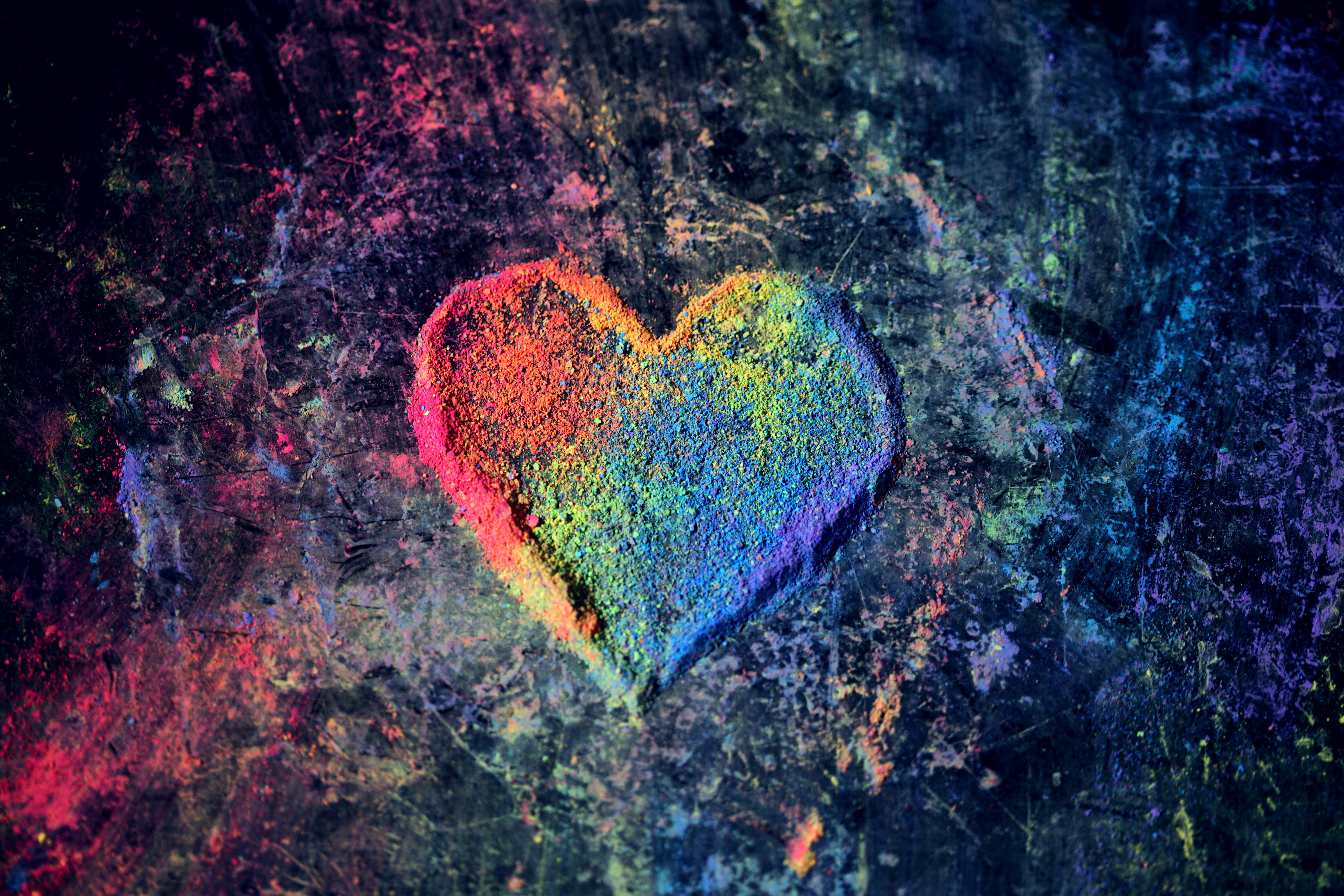 glowing symbol of love, human heart, vibrant rainbow heart, 5K Desktop Wallpaper
