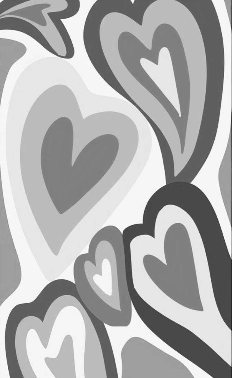 love black and white, curved heart tunnels, monochrome, HD Phone Wallpaper
