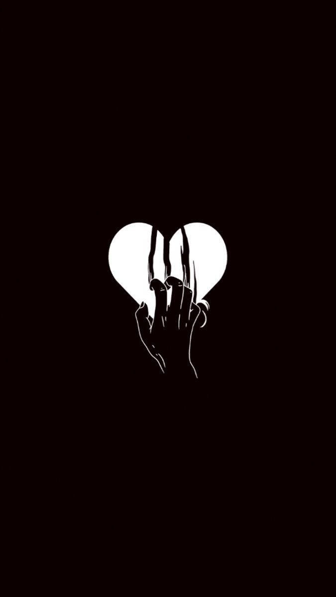 Love Black And White, heart, white hand, SD Phone Wallpaper