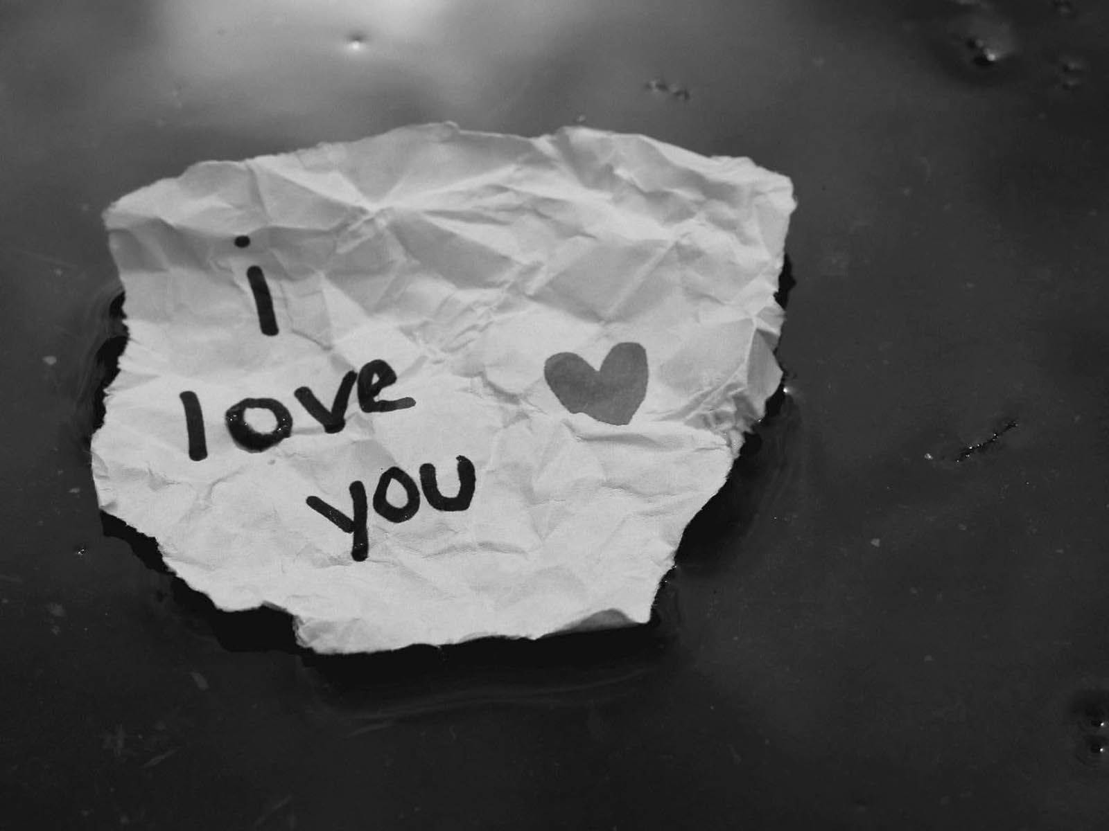 i love you, heart, dark water, HD Desktop Wallpaper