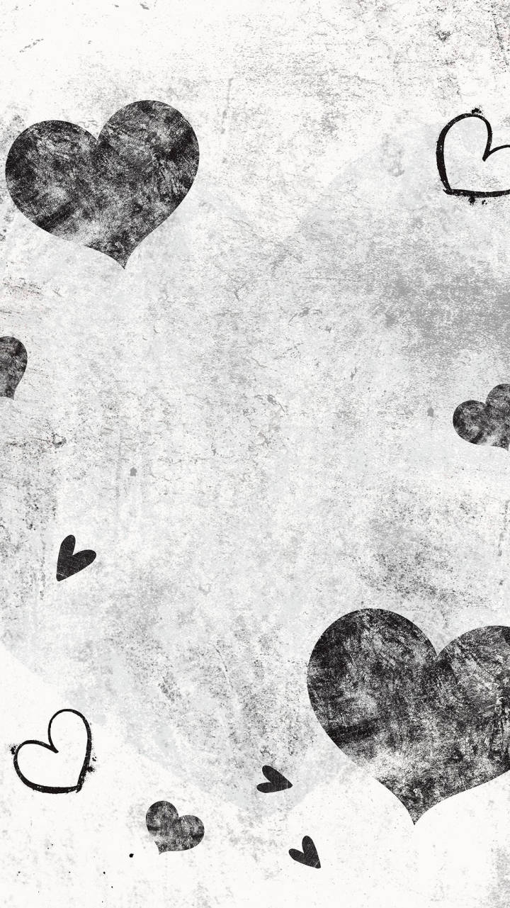 Love Black And White, textured, hand-drawn hearts, HD Phone Wallpaper
