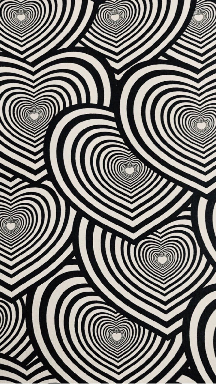 Love Black And White, heart tunnel pattern, black and white, HD Phone Wallpaper