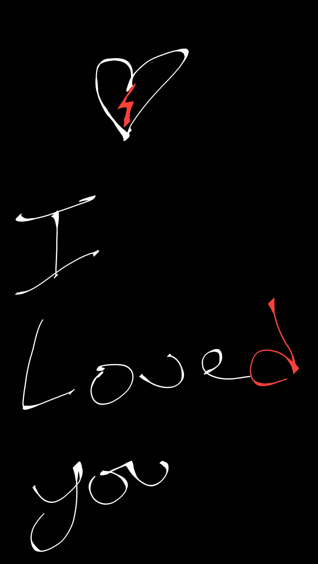 broken heart, red lightning bolt, handwritten phrase 'I Loved you', HD Phone Wallpaper