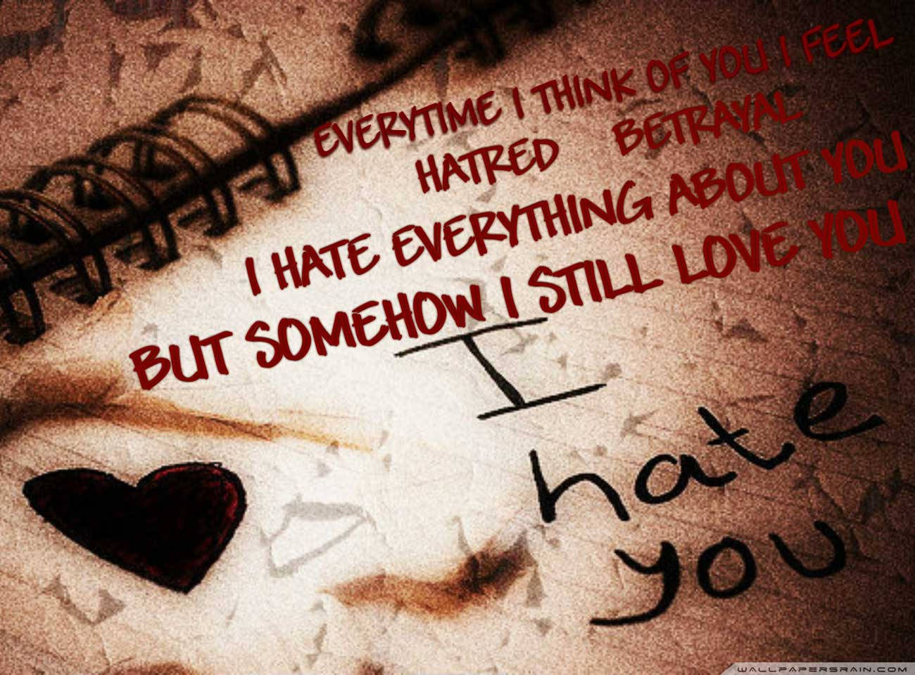 torn notebook page, handwritten angry love confession, red and black ink, HD Desktop Wallpaper