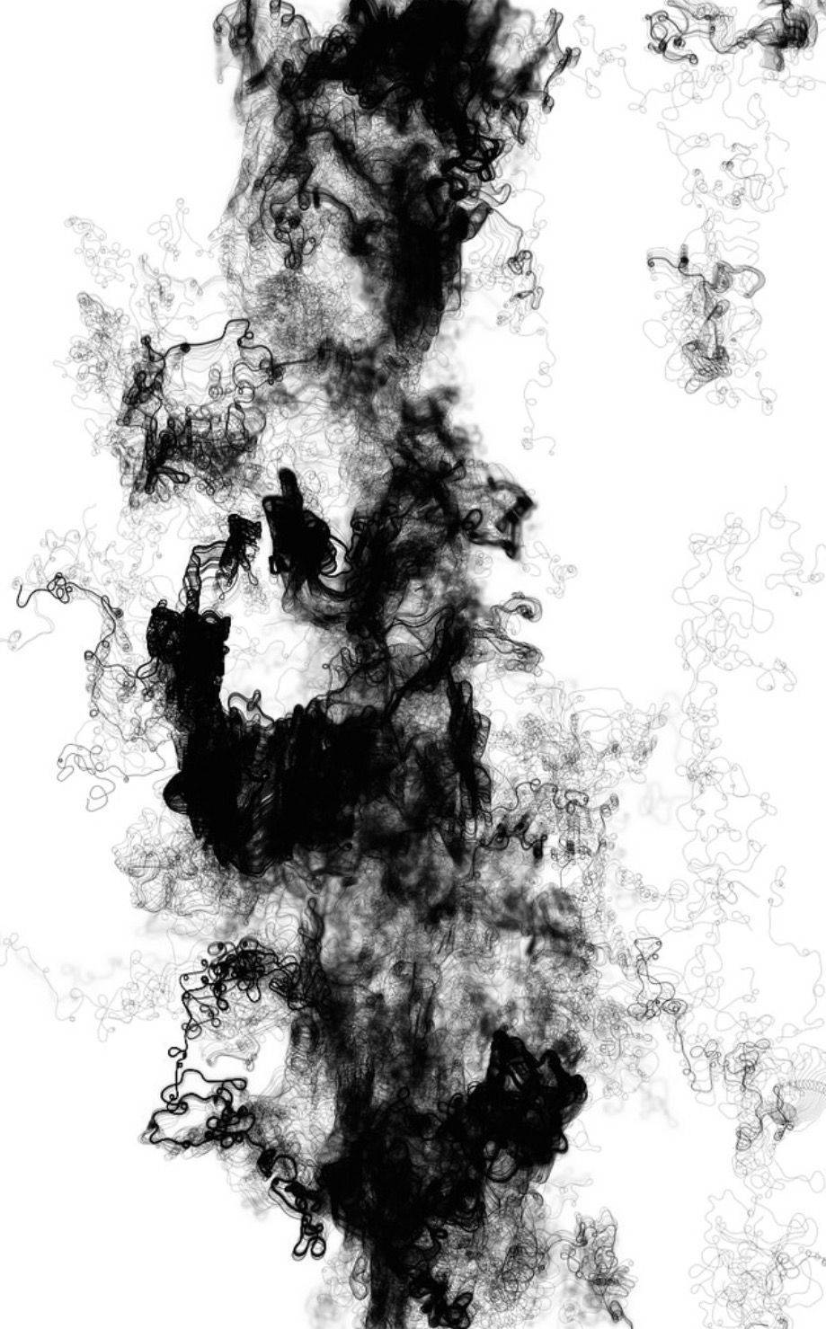 Pain Black and White, black ink swirls, stark white background, HD Phone Wallpaper