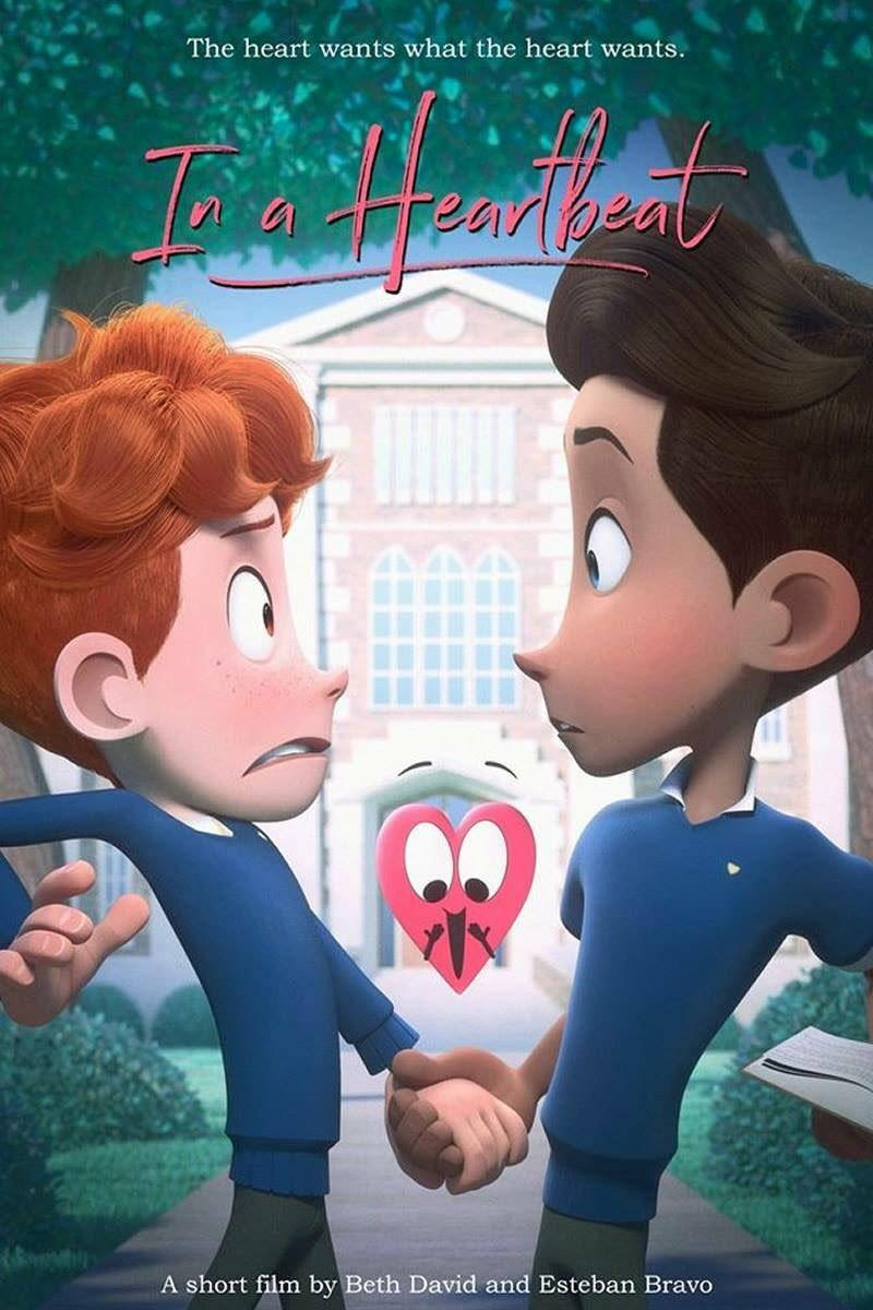 Gay Boy Poster, blue uniforms, cartoon heart, SD Phone Wallpaper