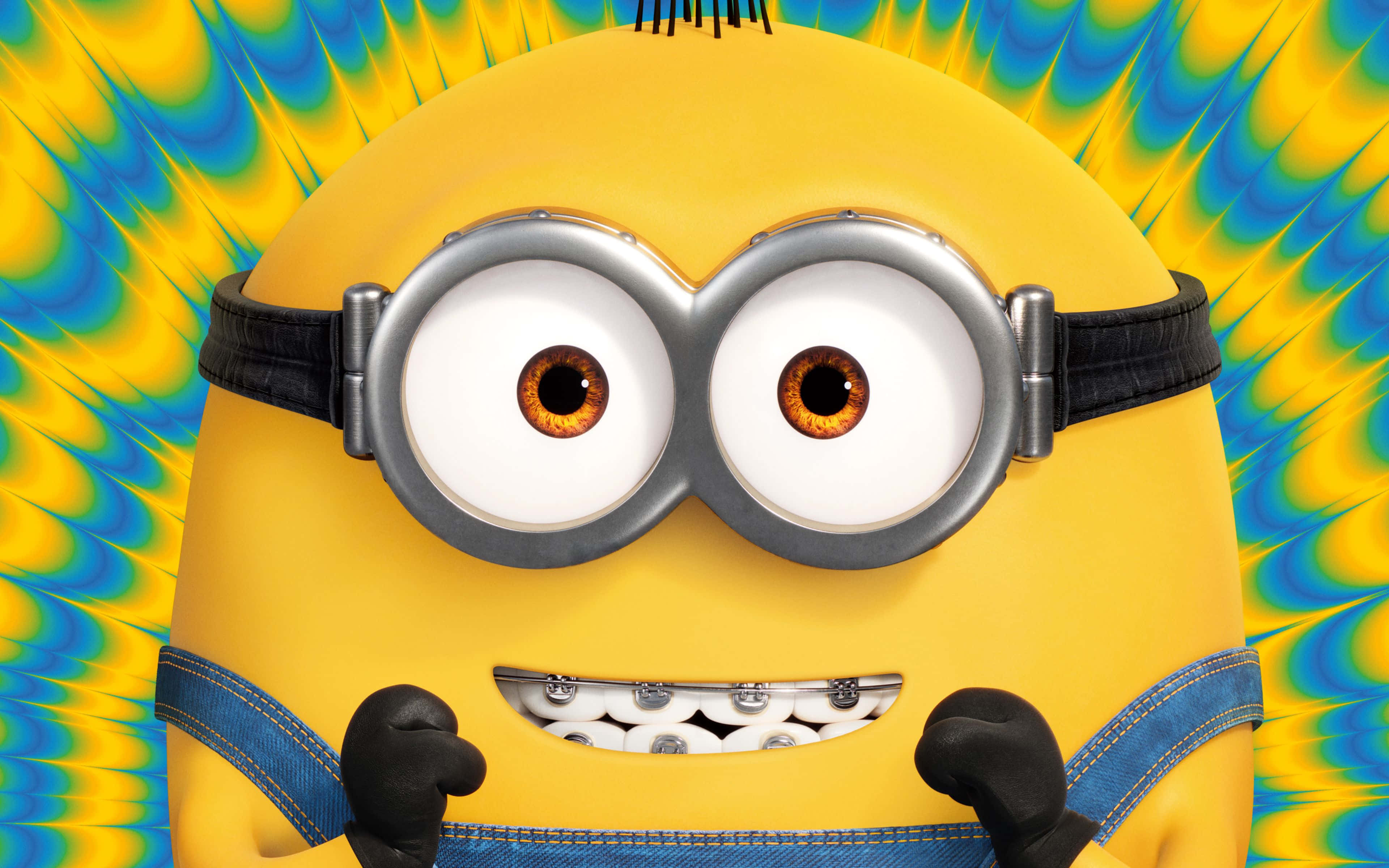 yellow Minion, big goggles, braces, 4K Desktop Wallpaper
