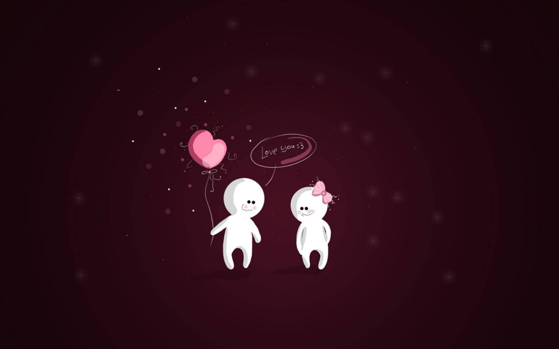 Love Cartoon Desktop, pink heart balloon, loving speech bubble, Full HD Desktop Wallpaper