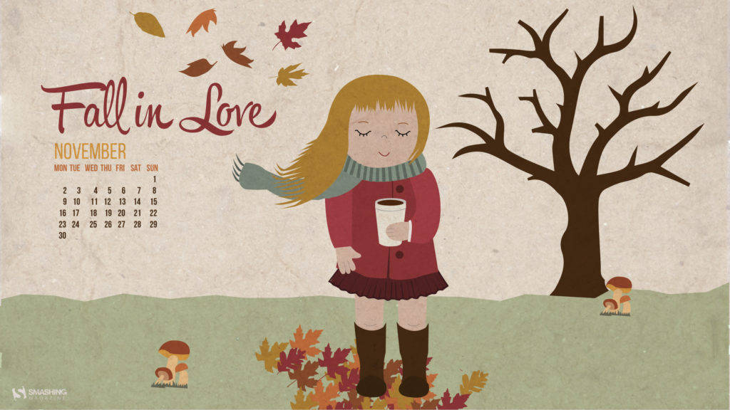 Love Desktop, fall, red coat, SD Desktop Wallpaper