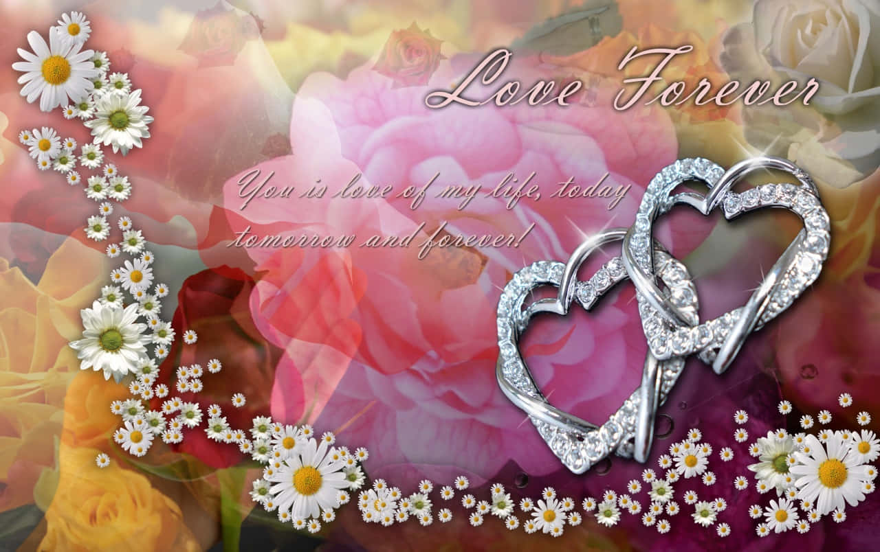 forever desktop, love forever, diamond-encrusted interlocked hearts, HD Desktop Wallpaper