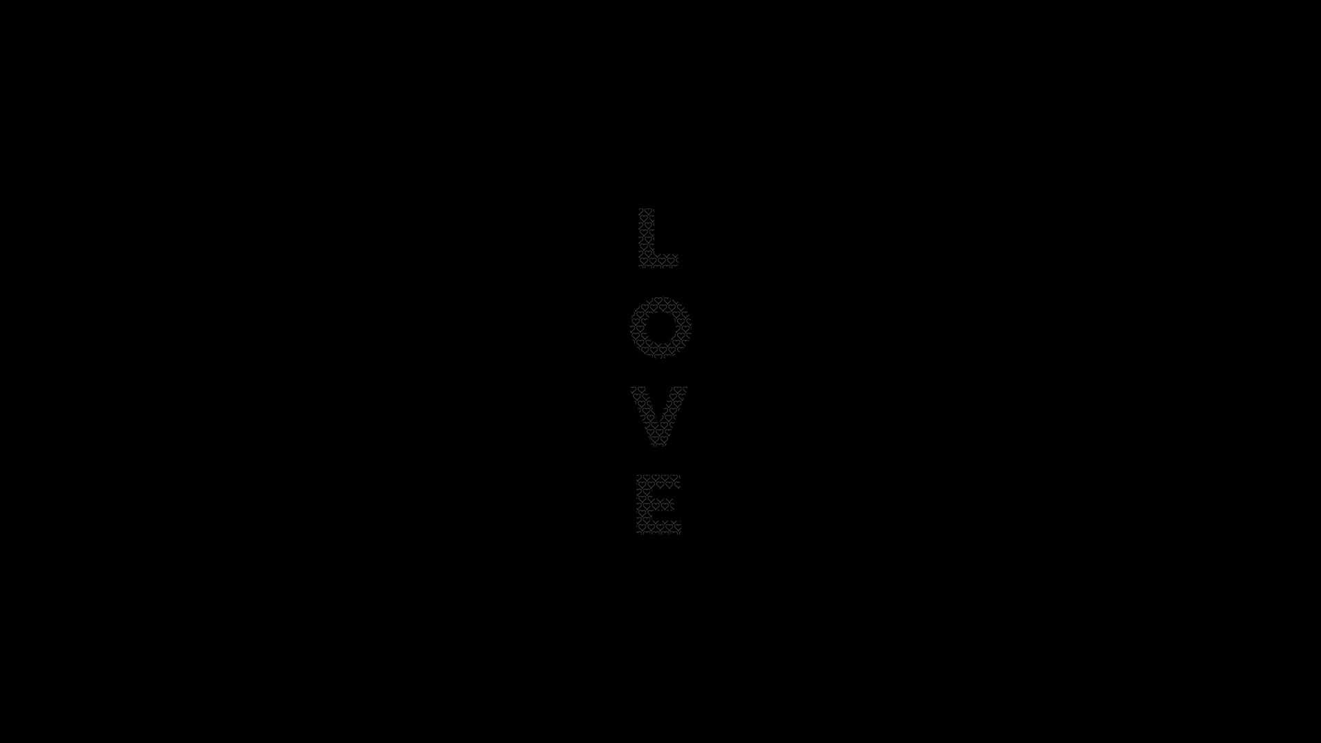 LOVE, solid black background, faint gray dots, Full HD Desktop Wallpaper
