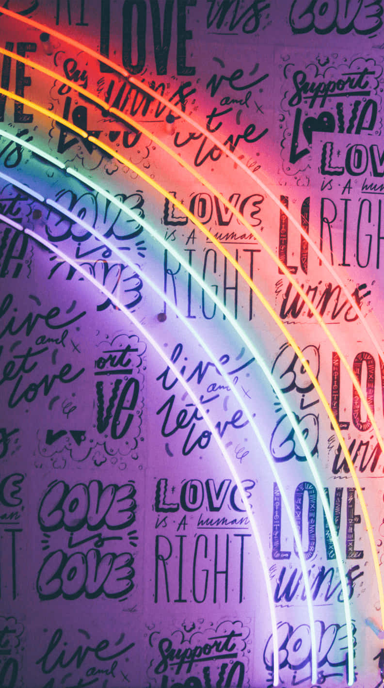 Pride Aesthetic, neon rainbow streaks, purple wall, HD Phone Wallpaper