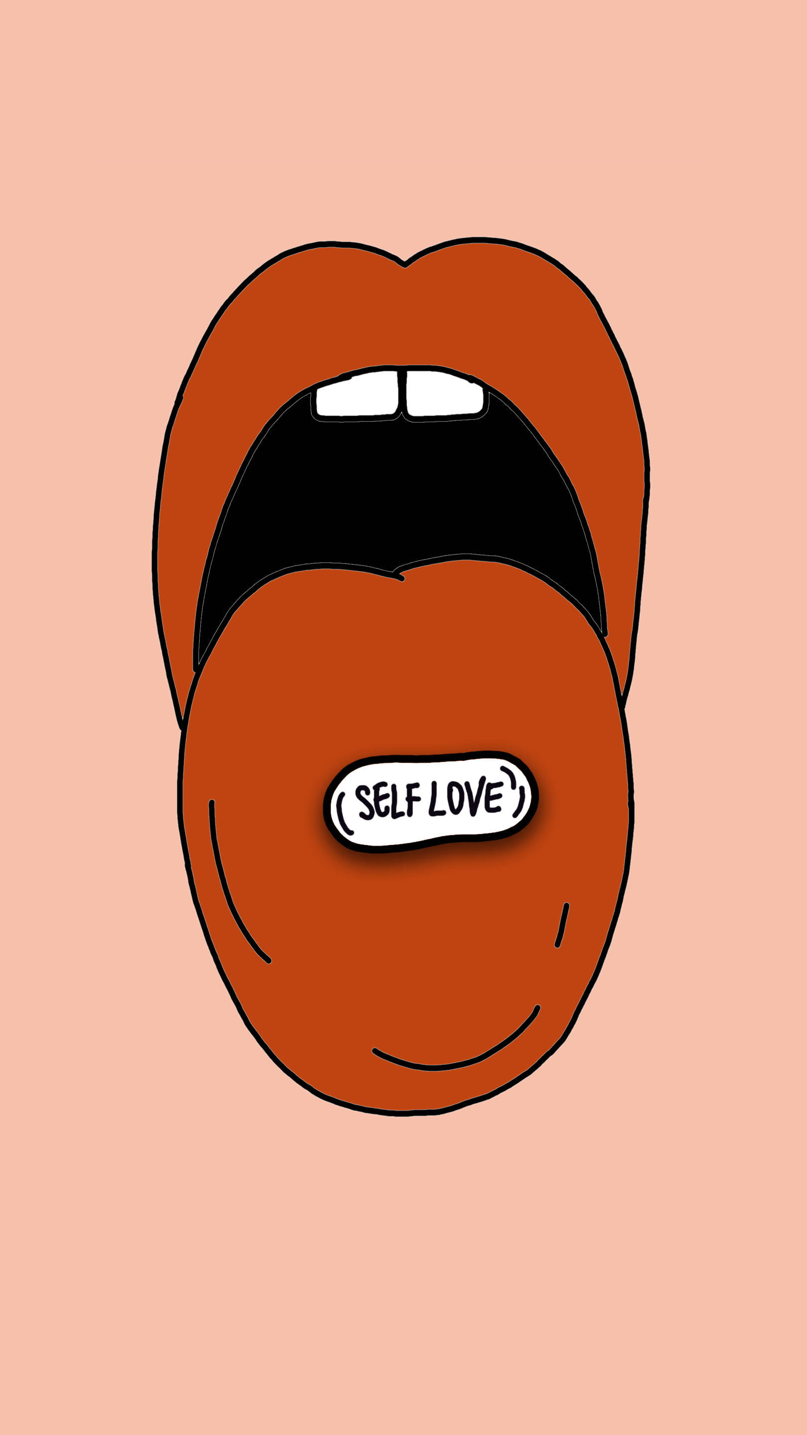self love, cartoon mouth, smiling tongue, 2K Phone Wallpaper