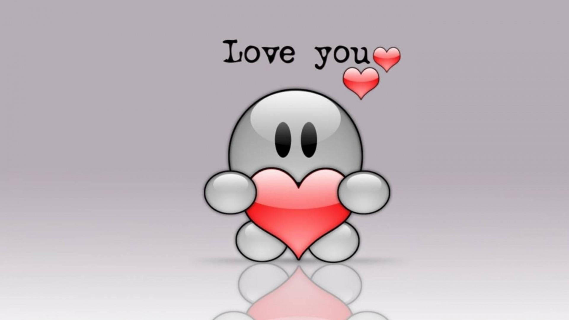 red hearts, silver cartoon character, red heart, Full HD Desktop Wallpaper