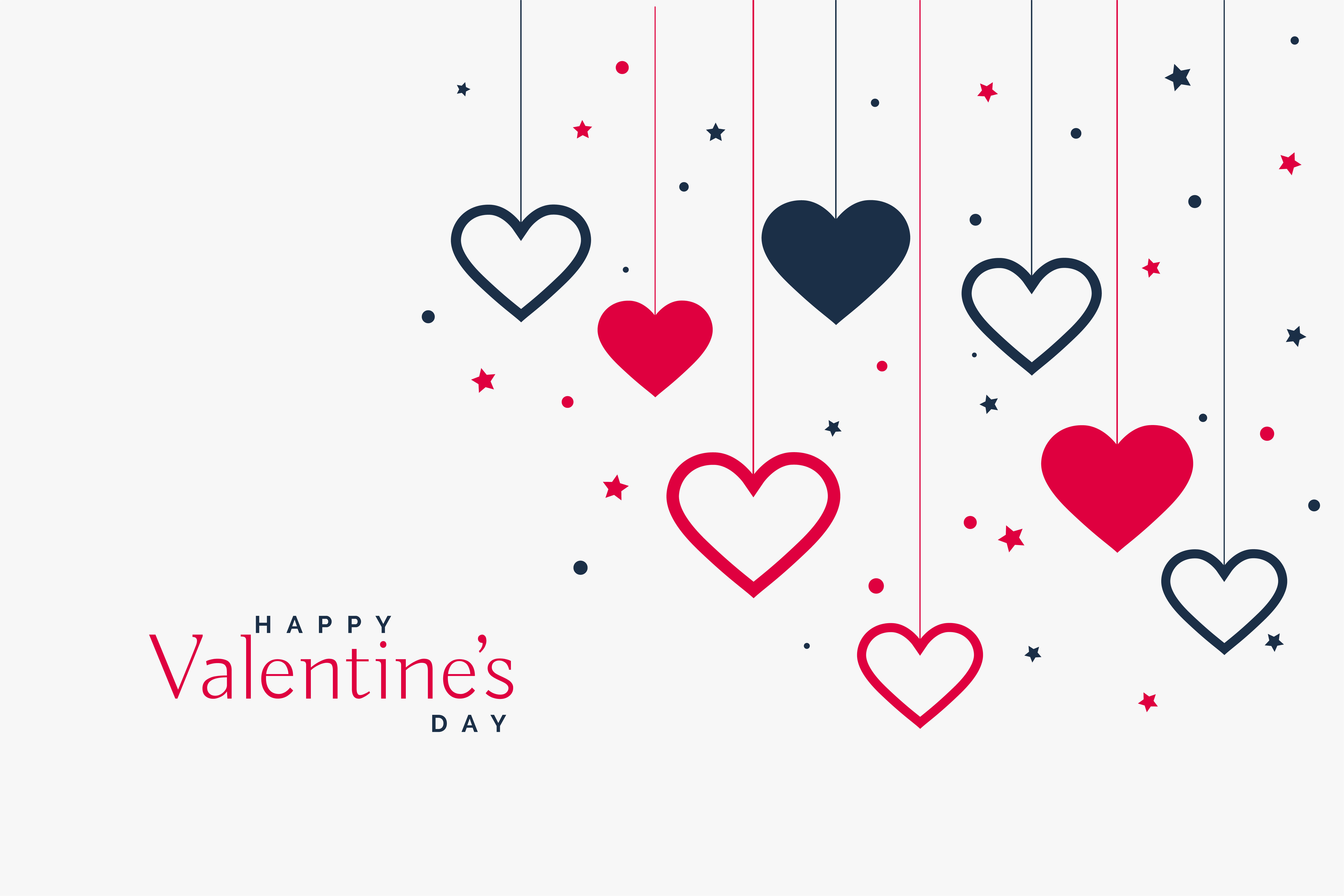 Valentine's Day, red hearts, navy hearts, 5K Desktop Wallpaper