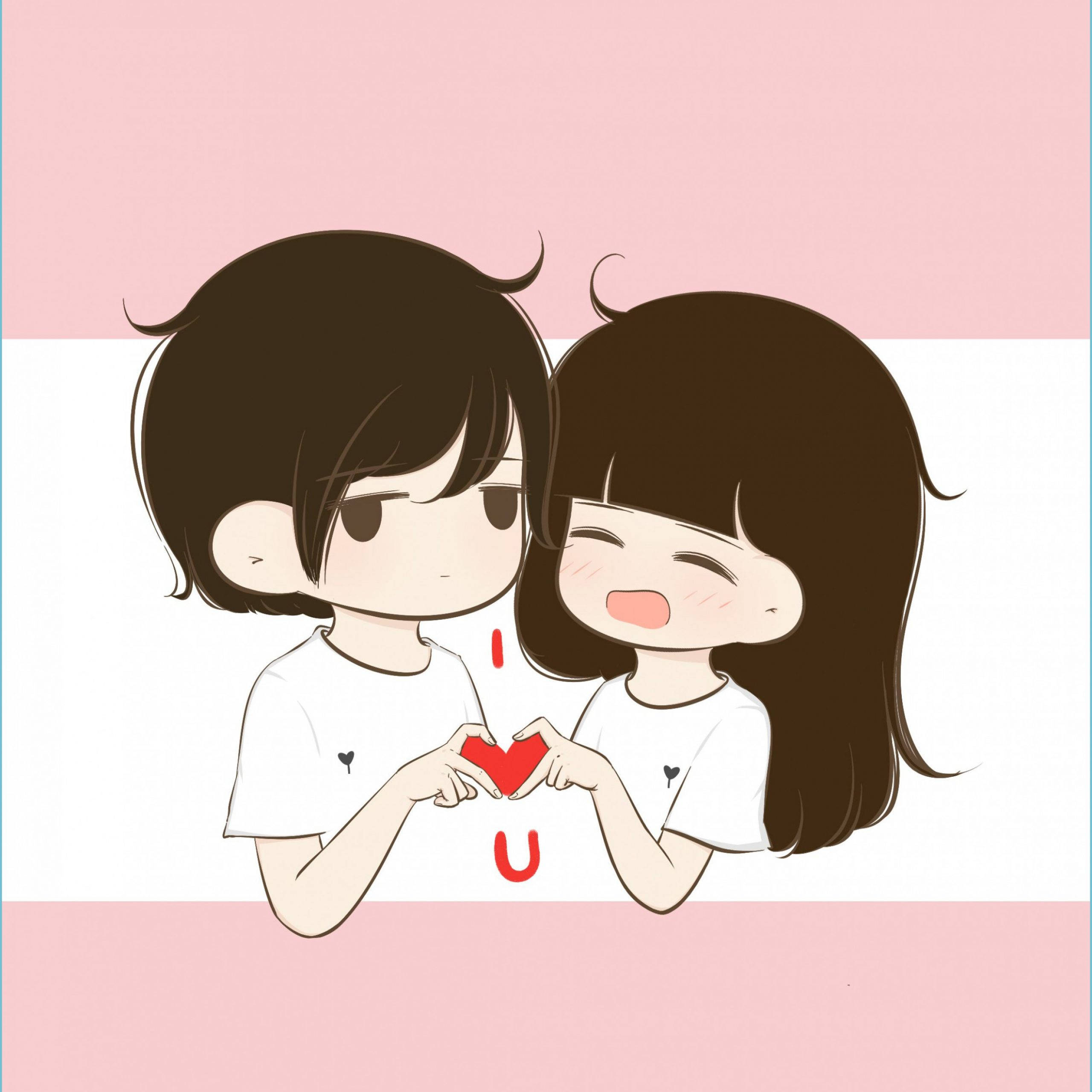 young love story, anime-style lovers, heart with hands, 2K Desktop Wallpaper