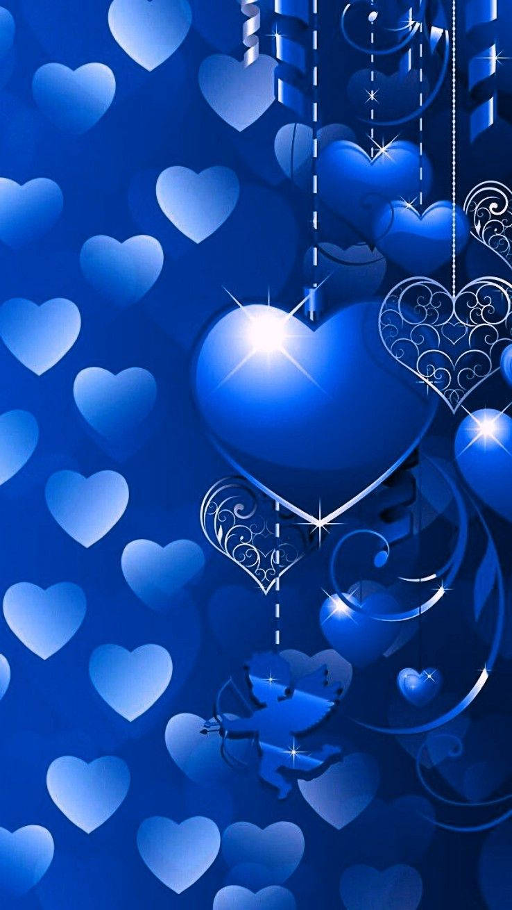 cell hearts, Love and Hearts in the Summer, radiant blue heart, HD Phone Wallpaper
