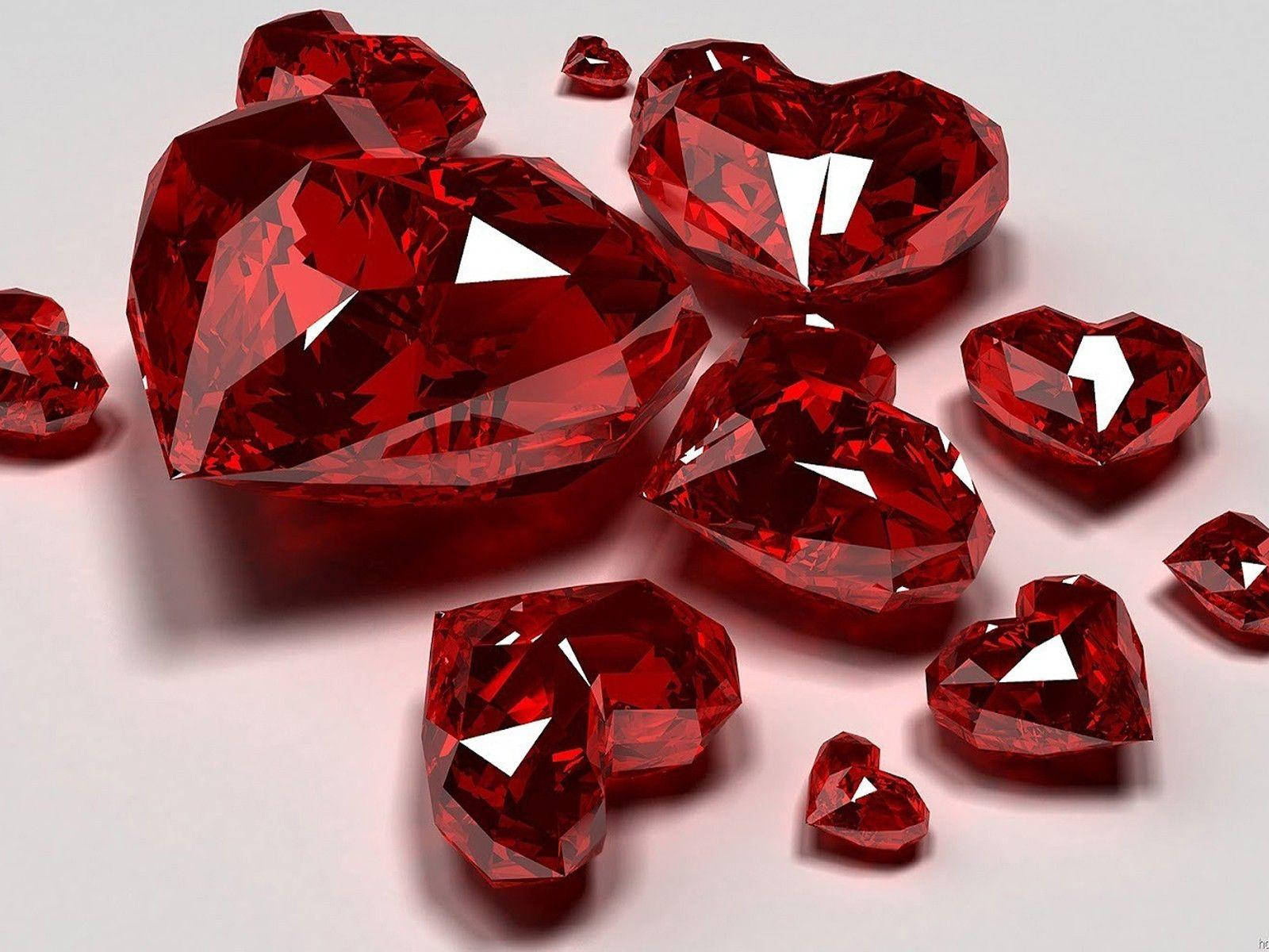 hearts gem love full hd, glossy red heart-shaped gemstones, sharp facets, HD Desktop Wallpaper
