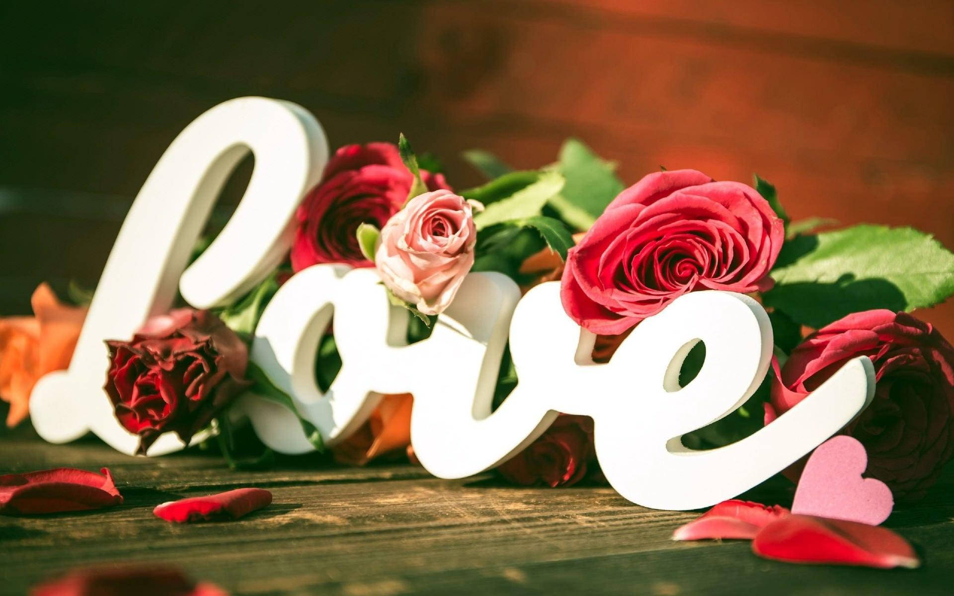 Love, roses, white cursive, Full HD Desktop Wallpaper